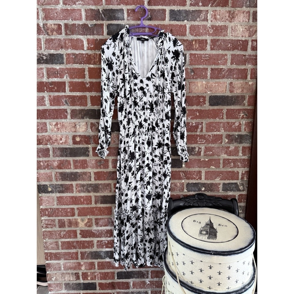 lulus white floral print dress XS